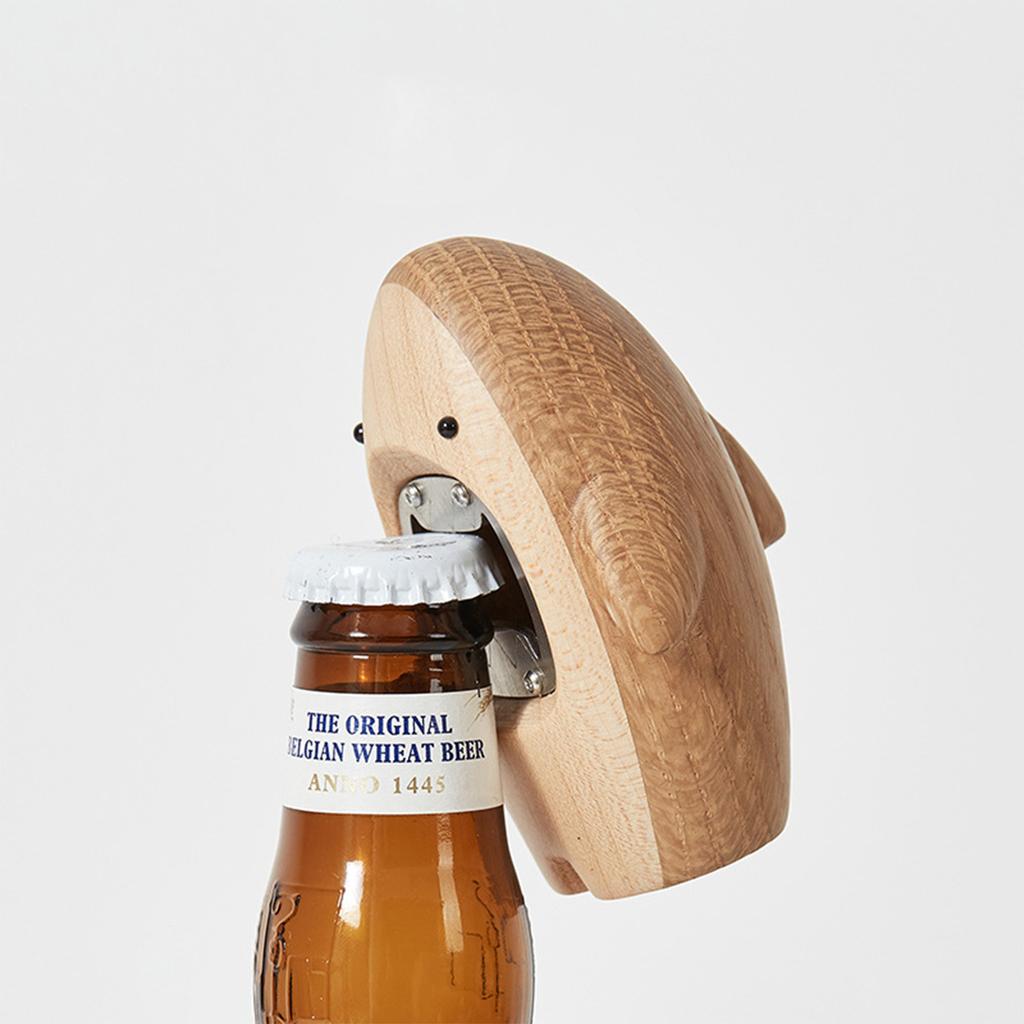 Shark Wooden Bottle Opener, Creative Portable Beer Cap Remover, Unique Gift for Home Bar Party, Eco-friendly Funny Accessory