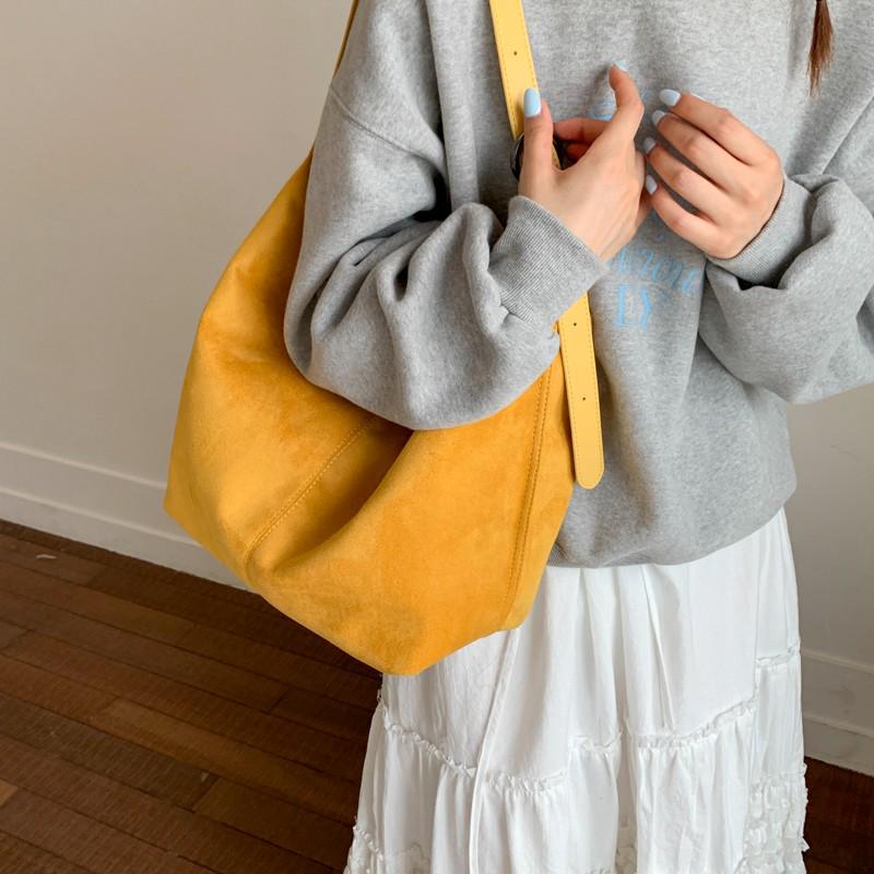 Versatile Women's Large Capacity Suede Tote & Shoulder Bag