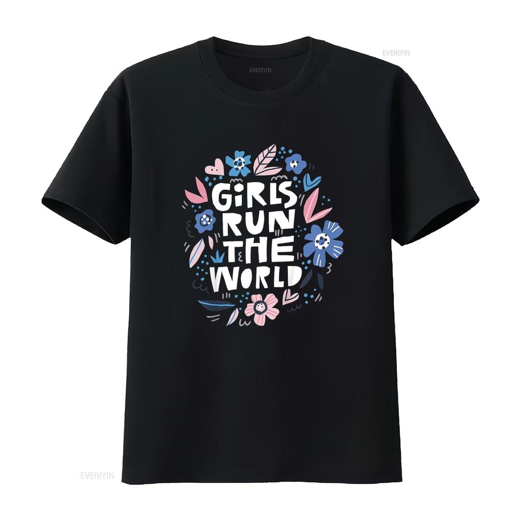 Girls Run The World T Shirt For Women And Kids vintage Washed Versatile homme Comfortable Stretched Soft Top For Everyday Wear