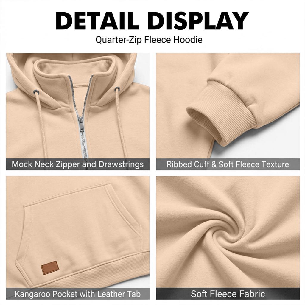 Men's Casual -Lined Long Sleeve Hooded Zip-Up Sweatshirt with Multiple Pockets