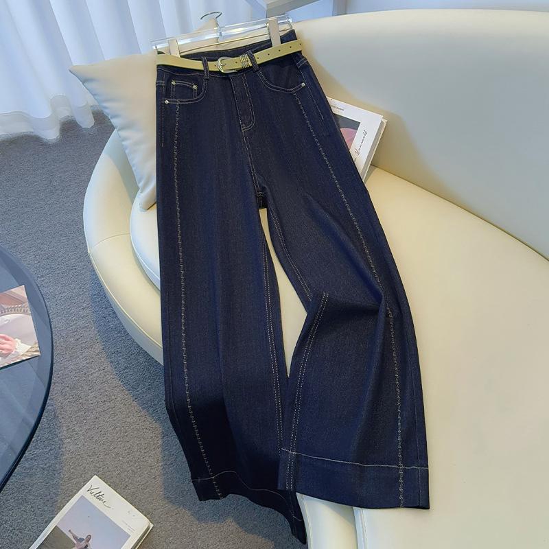 

Women s Light Denim Wide-Leg Pants, High Waist, Slim Fit for Pear Shapes - Spring/Autumn 2025 Trend 2XL (125-135 lbs)