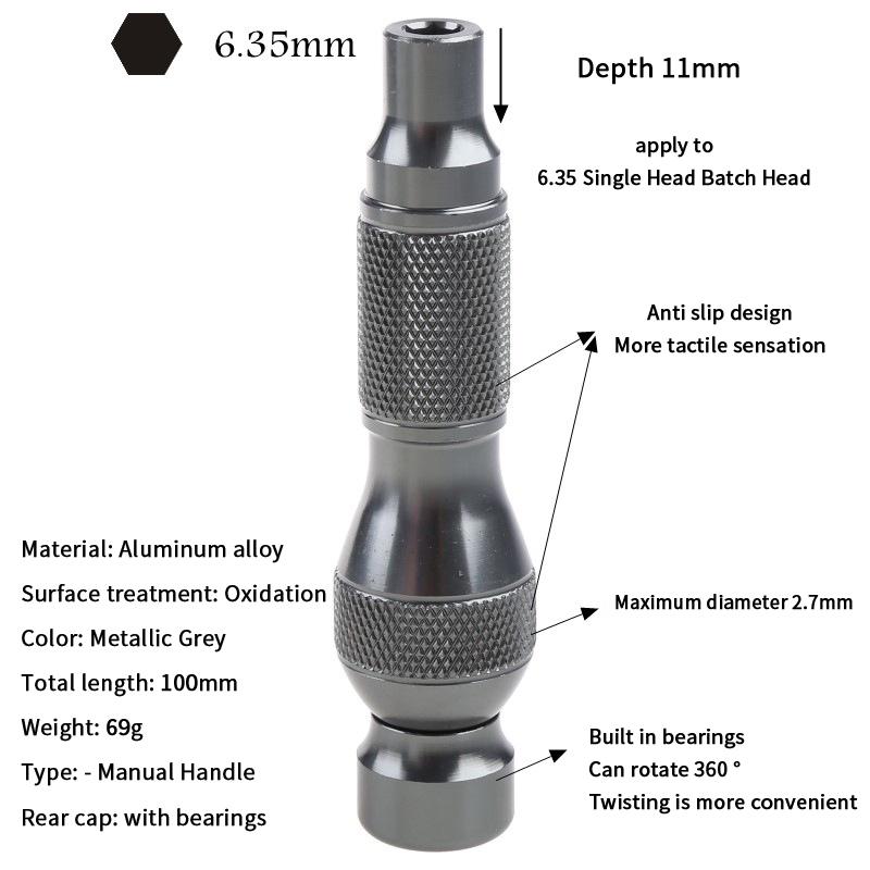 Metal Screwdriver Multi-Purpose Wrench 6.35 Batch Head Aluminum Alloy Household Cross Handle Precision Portable Wrench