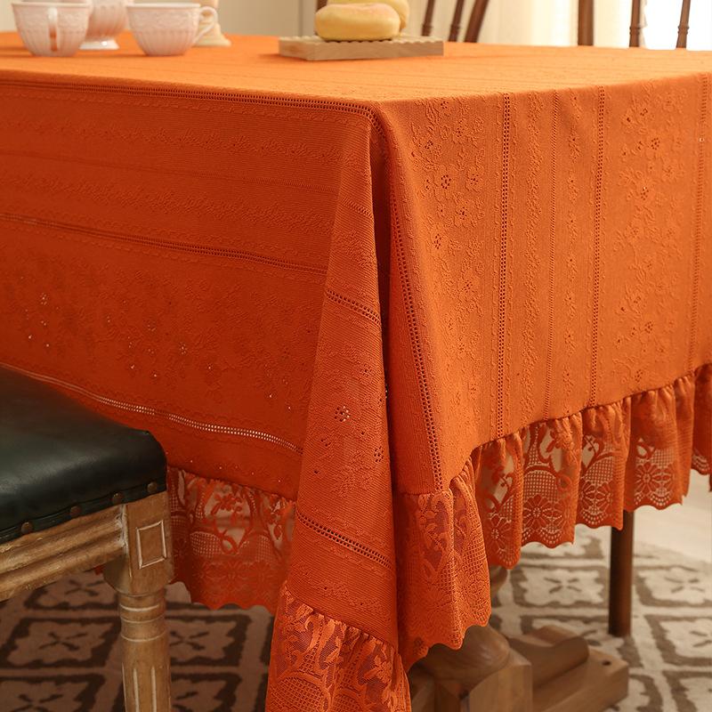 Lace Tablecloth Non-Slip Retro Dining Table Mat High-End Polyester Rectangular Tablecloth Hot-Selling Dust-Proof