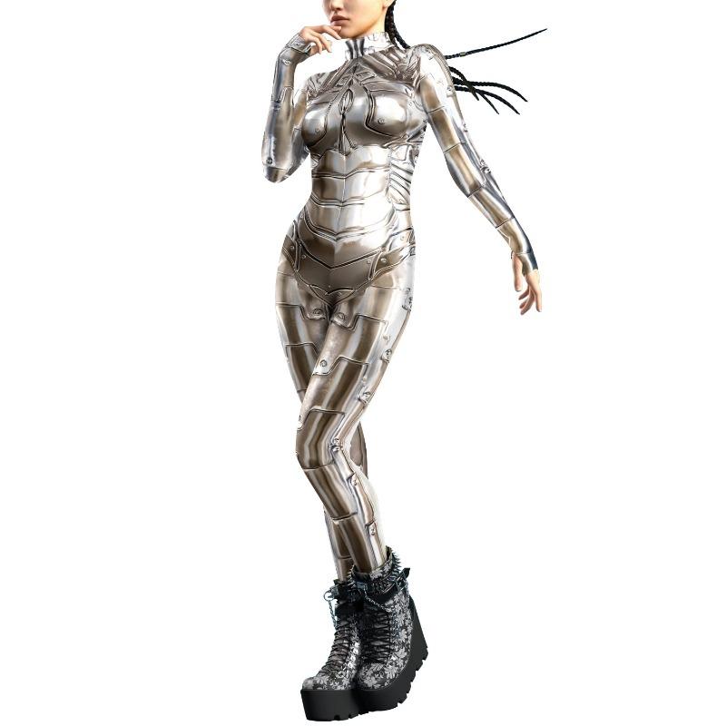 New mechanical cool digital printing button hand onesie tights women's play clothes