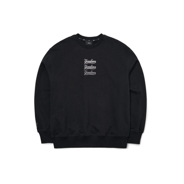 MLB Base Logo Sweatshirts Unisex Black Crew Neck Moderate Regular 3AMTB0521-50BKS XS