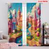 2pcs,2D Plane Printing Curtains&Window Treatment Candy Castle Sweet Dreamscape (4) 100% Polyester (without Rod) Outdoor