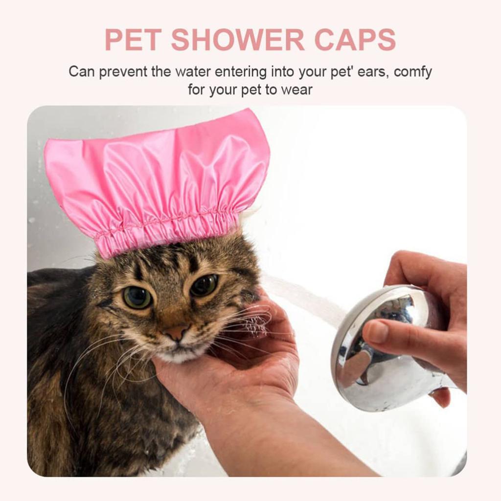 Shower Caps For Pet,  Small  Shower Caps For Sphynx, Reusable, Keeps Kitten-Ears Dry