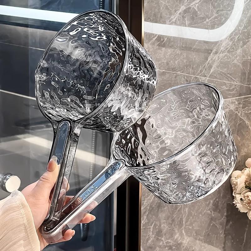 1PC PET Water Scoop Household Extra Thick Kitchen Shower Plastic Long Handle Large Capacity Water Scoop Texture Stainless Steel High Value