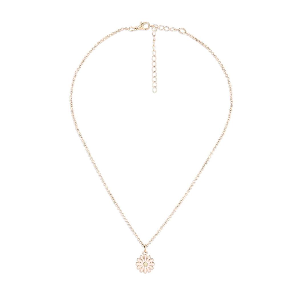 Biały emaliowany nowoczesny wisiorek z kwiatem i łańcuszkiem dla kobiet