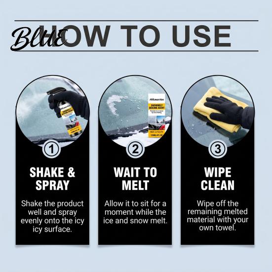 Safe for Glass Windshield Windows Melting Spray Car Ice Metal Surfaces 120ml De-Icer Mirrors Winter