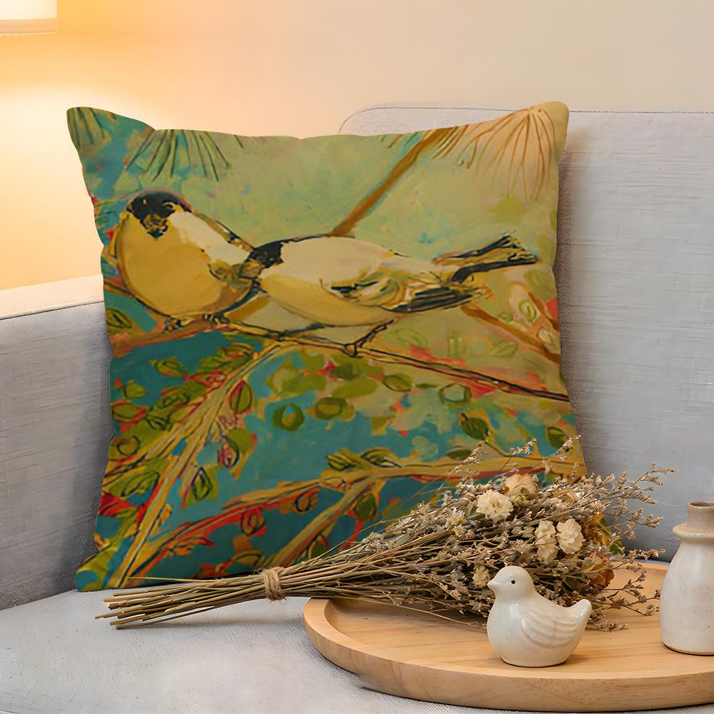 Cushion Cover Linen SkinFriendly Soft Decorative Case for Sofa Home Decor Anime Abstract Paint Colorful Pillow Cover