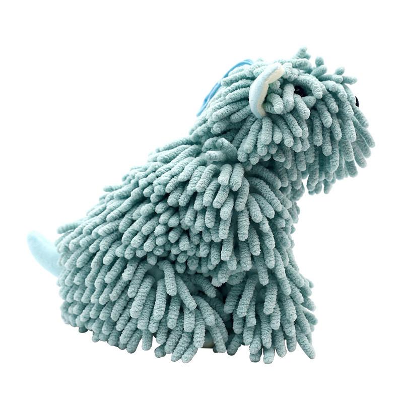 

Plush Cartoon Dog Hand Towel With Hook For Bathroom And Kitchen Use зелёный