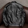 Mens Genuine Leather Jacket Short Style Faux Fur Lined Real Cowhide Biker Coat Winter Warm Plus Size