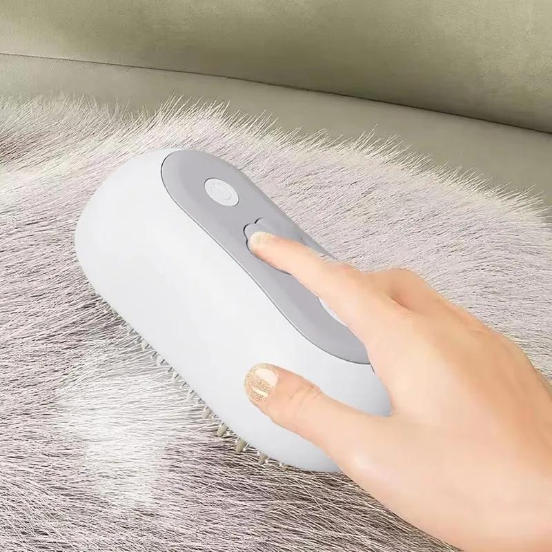 Electric Cat Dog Grooming Comb 3 In 1 Steam Spray Brush USB Powered Silent Massage Tool Antistatic Built In Water Tank
