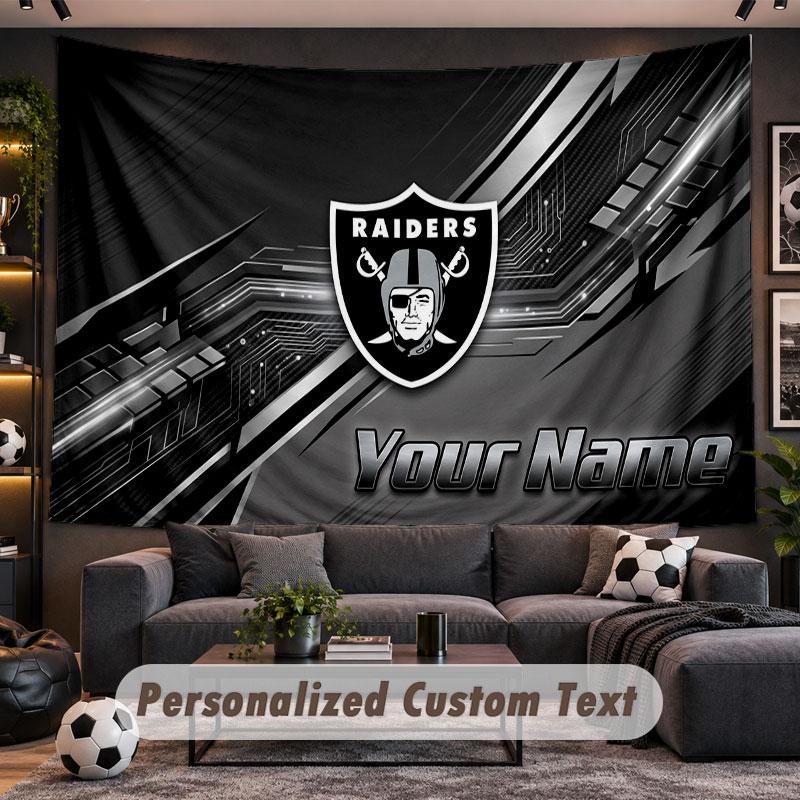 Wall Hanging Tapestry Custom NameLas Vegas Raiders Pattern Personalized Printed Fabric Wall Decor