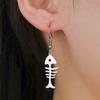 My Shape Cat Fish Bones Drop Earrings for Women Girls Cute Kitten Animal Lovers Dangle Earring Stainless Steel Jewelry Kids Gift