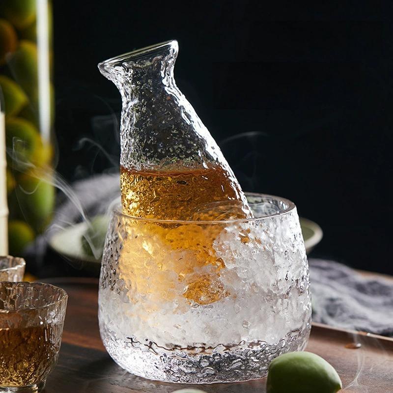 Japanese Sake Drinking Set Glass Cups and Carafe Modern Japanese Style Barware for Home Party