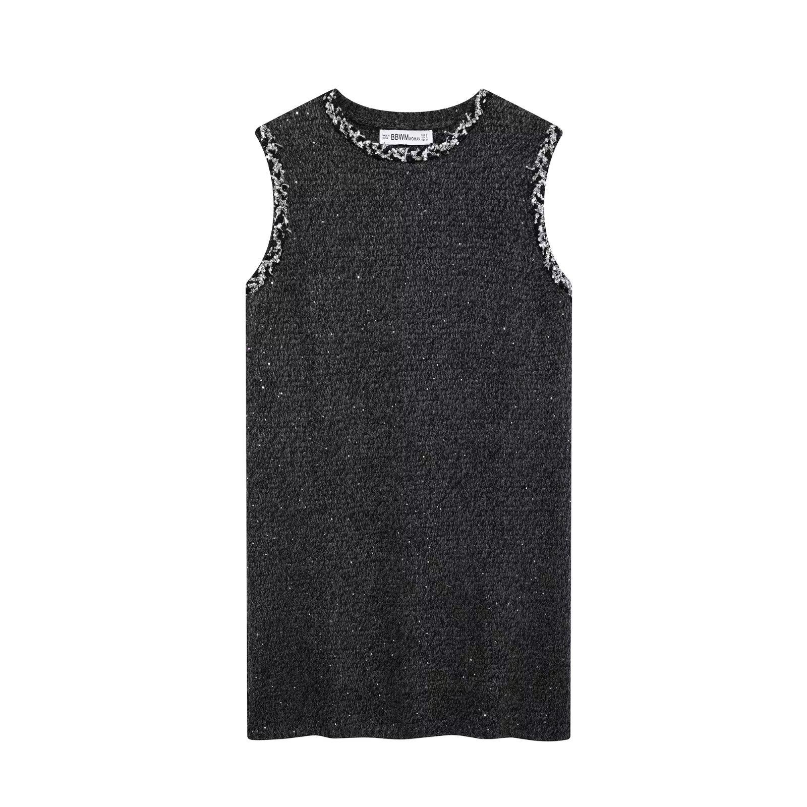 

European & American Style Women s Sequin-Embellished Short Knit Dress - Spring 2025 Collection Large