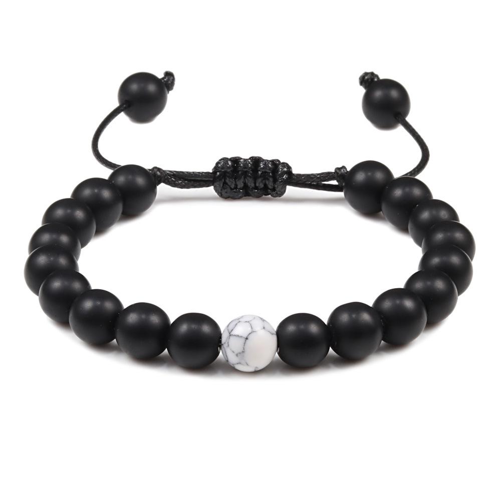 Turquoise and Black Matte Stone Beaded Bracelet Set
