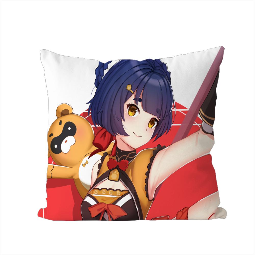 Genshin Impact Pillow Case For Car Sofa Decorative Home Doublesided Print Plush Square Throw Pillow Cushion Cover
