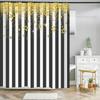 Black White Stripes Pattern Texture Shower Curtains Geometry Bathroom Waterproof Polyester Bath Curtain Home Decor With Hooks