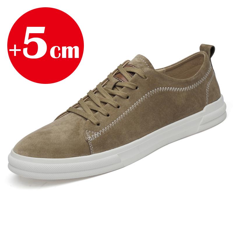 Flat or 5cm Height Increasing Men Shoes Casual Elevator Shoes Man Fashion Lift Sneakers Sport Genuine Leather Shoes Tall
