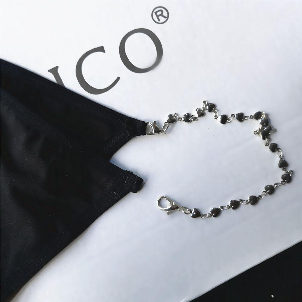 Hollow Bandage Chain Decoration Metal Chain Briefs Women Intimates See-through Thong Sexy Panties