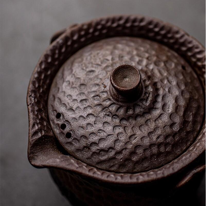 210ml Japanese Style Ceramic Gilded Teapot Vintage Old Rock Clay Coarse Pottery Kung Fu Tea Set