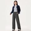 Women's Fashionable Gray Fleece-Lined Winter Pants: Petite, Narrow, or Wide-Leg Acetate Wool Sweatpants.