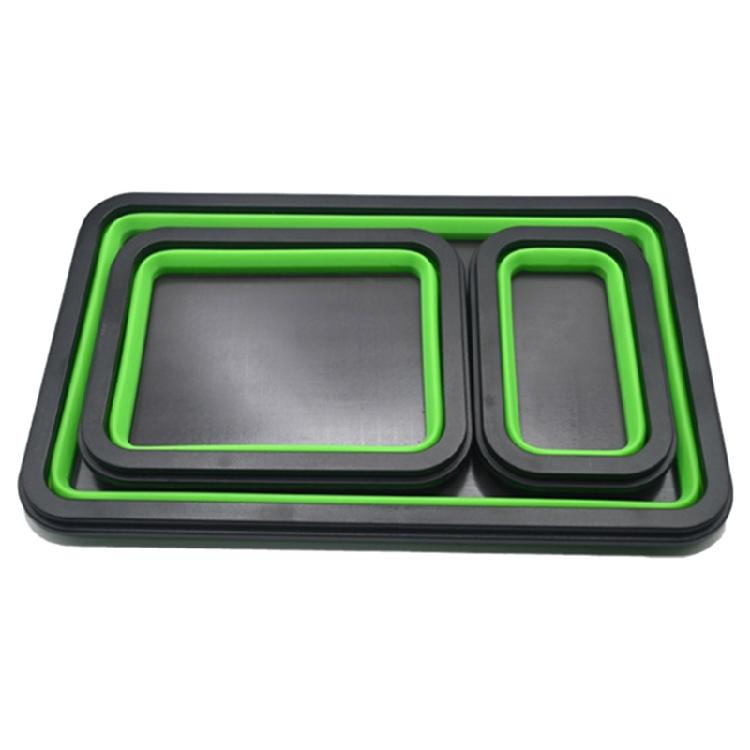 3 Pack Silicone Magnetic Parts Trays, Foldable Metal Component Storage Space Saving Organizer for Efficient Workstations