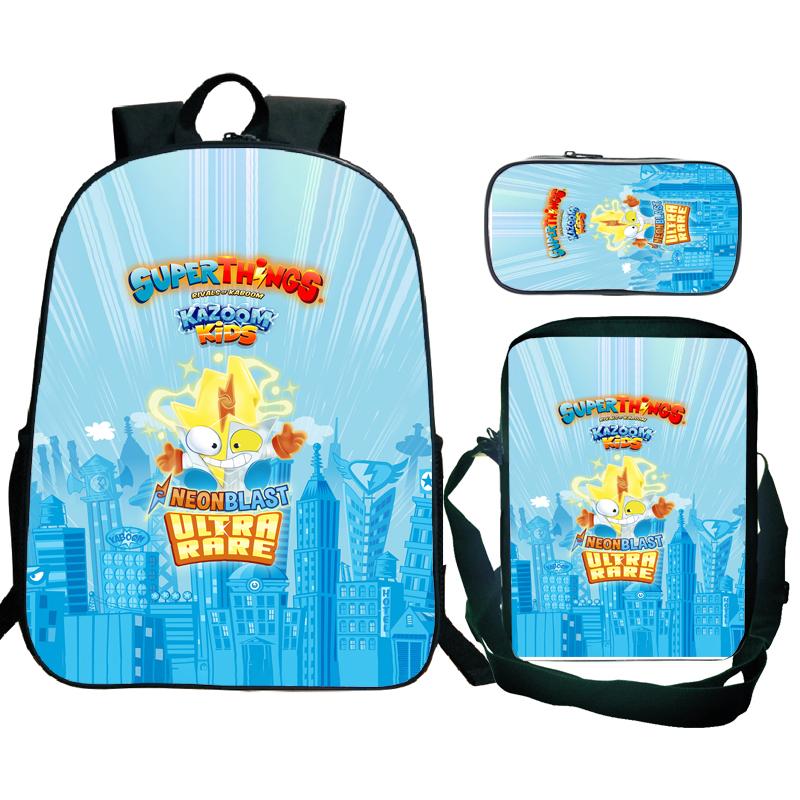 3Pcs/set Superzings Kazoom Kids Backpack Superthings Teenager Students Schoolbag Rucksack Children Laptop Daypack