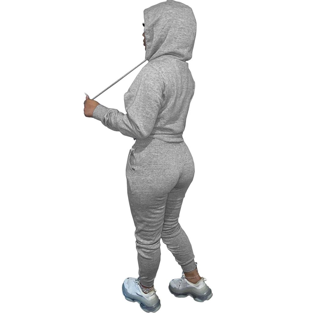 Tuta da donna con cappuccio due pezzi set felpe con cappuccio tasche pantaloni tuta pantaloni con coulisse set sportivo