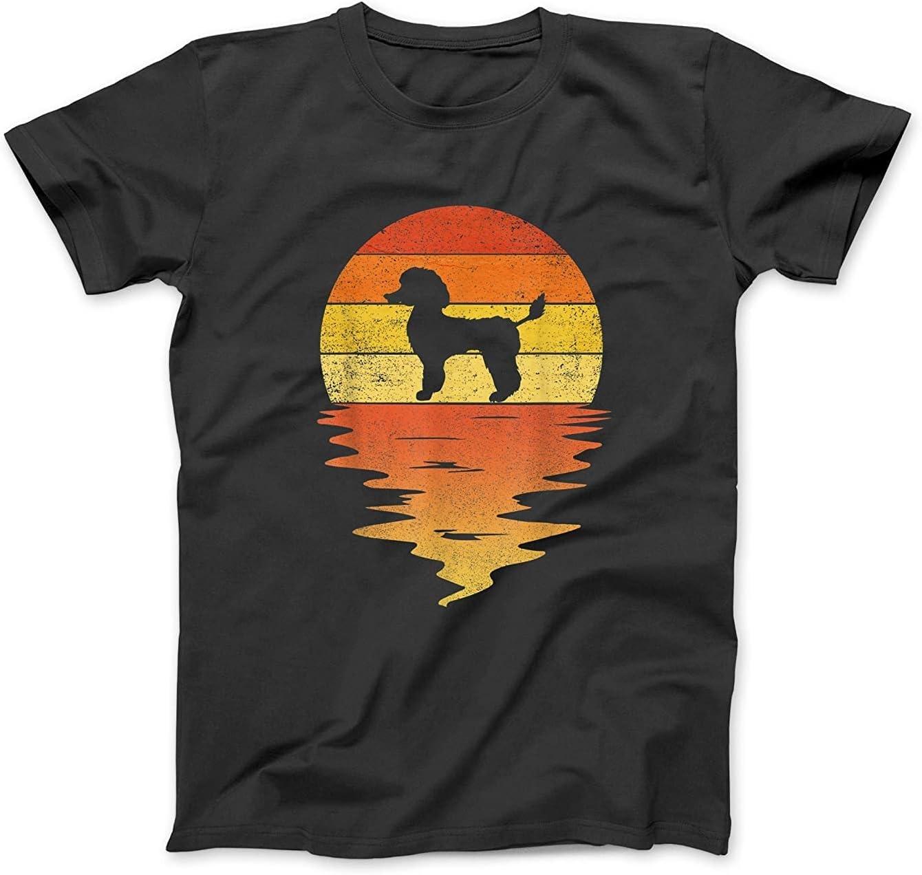 Poodle Shirt 70s Vintage Retro Sunset Poodle T-Shirt NVY Mens Womens Unisex Tank Top Hoodie Longsleeve S