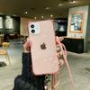 Amazon popular application iPhone12 four corners anti-drop lanyard mobile phone case Apple 11 transparent glitter protective case