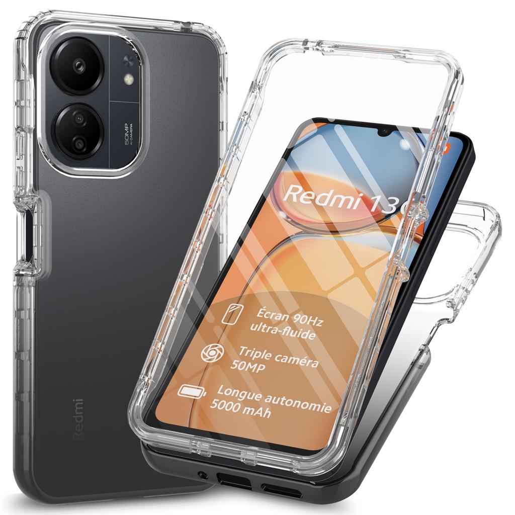 Etui na telefon Xiaomi Redmi 13C 4G/13C 5G/Poco C65 4G 3-w-1 PC+TPU Pokrowiec ochronny z folią PET na ekran