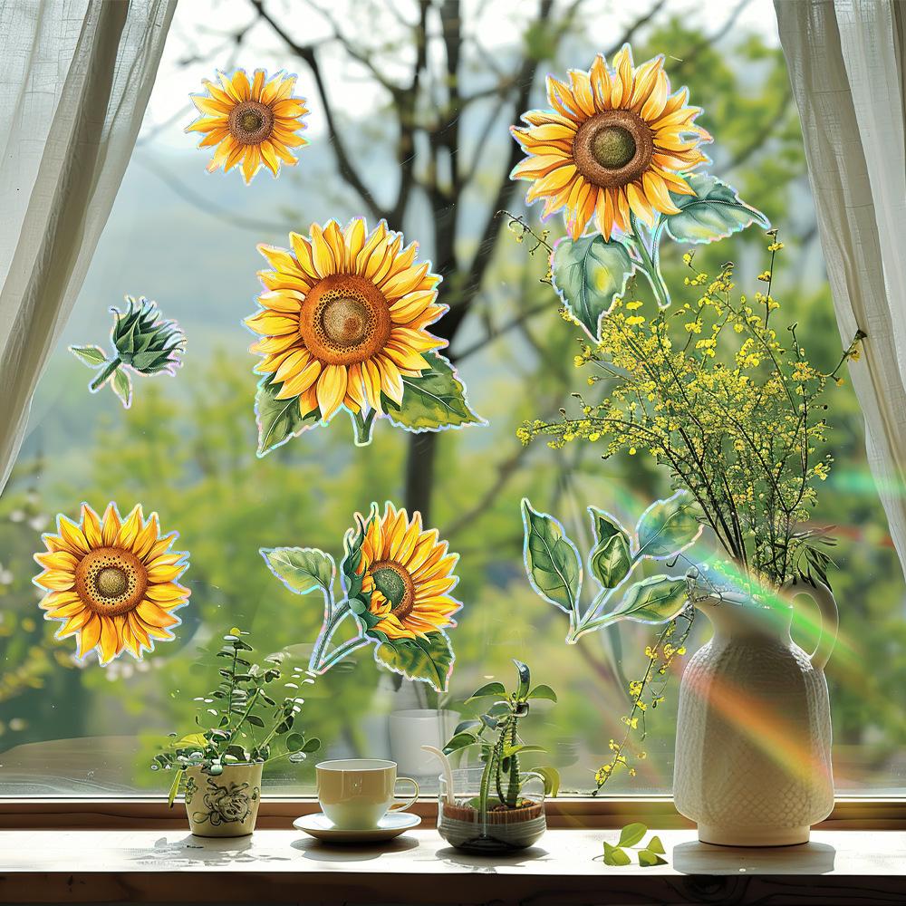 Frische Sonnenblume Glasfenster Auslage Balkon Heimverschönerung und Dekoration Antistatische Fensteraufkleber