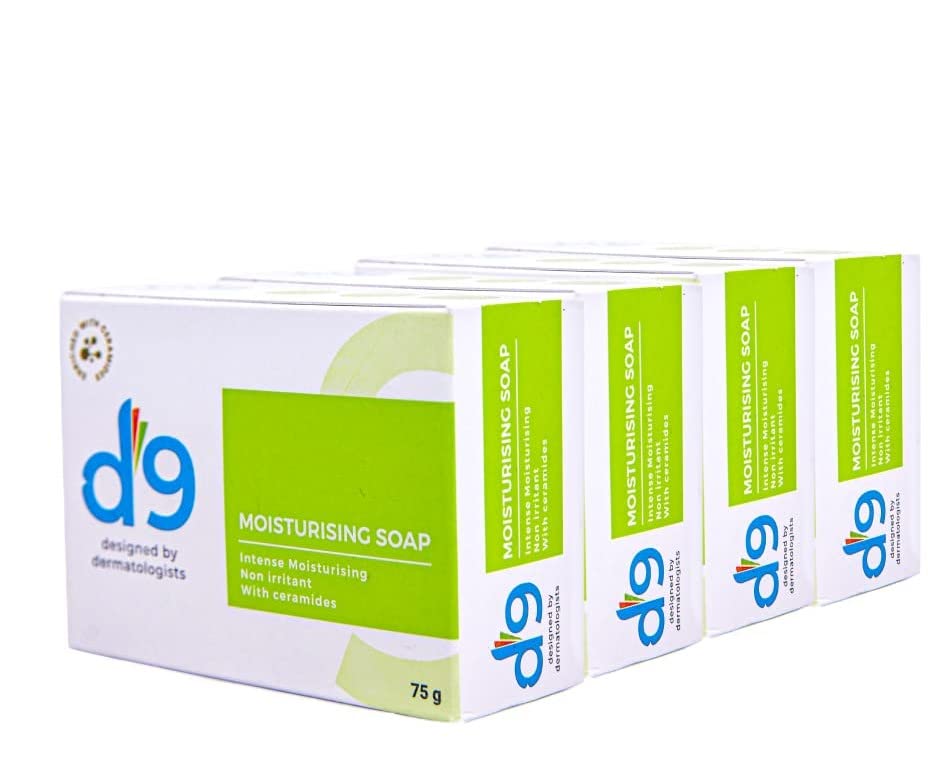 D9 Moisturising Soap 75gm Pack of 4 Dermatologist-Designed Soap for All Skin Types | Hydrating & Gentle Daily Use Bar | Soft, Smooth Skin, Nour