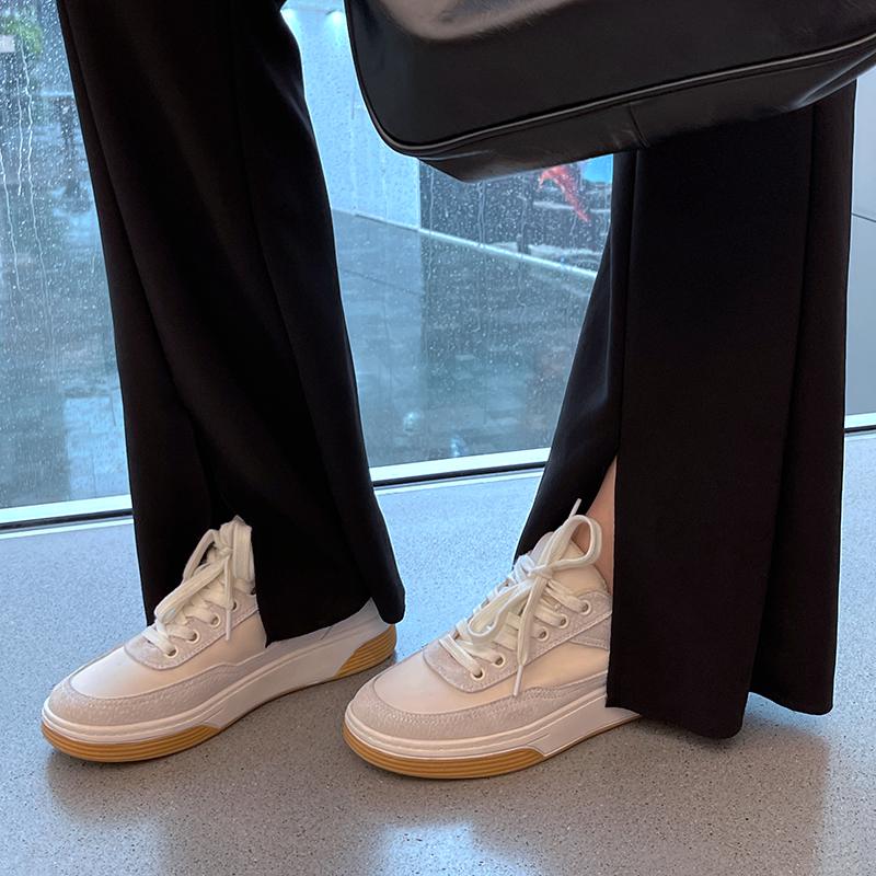 Pantofi de primăvară din piele intoarsă de vacă cu platformă cu nituri cu șireturi pentru femei pantofi casual