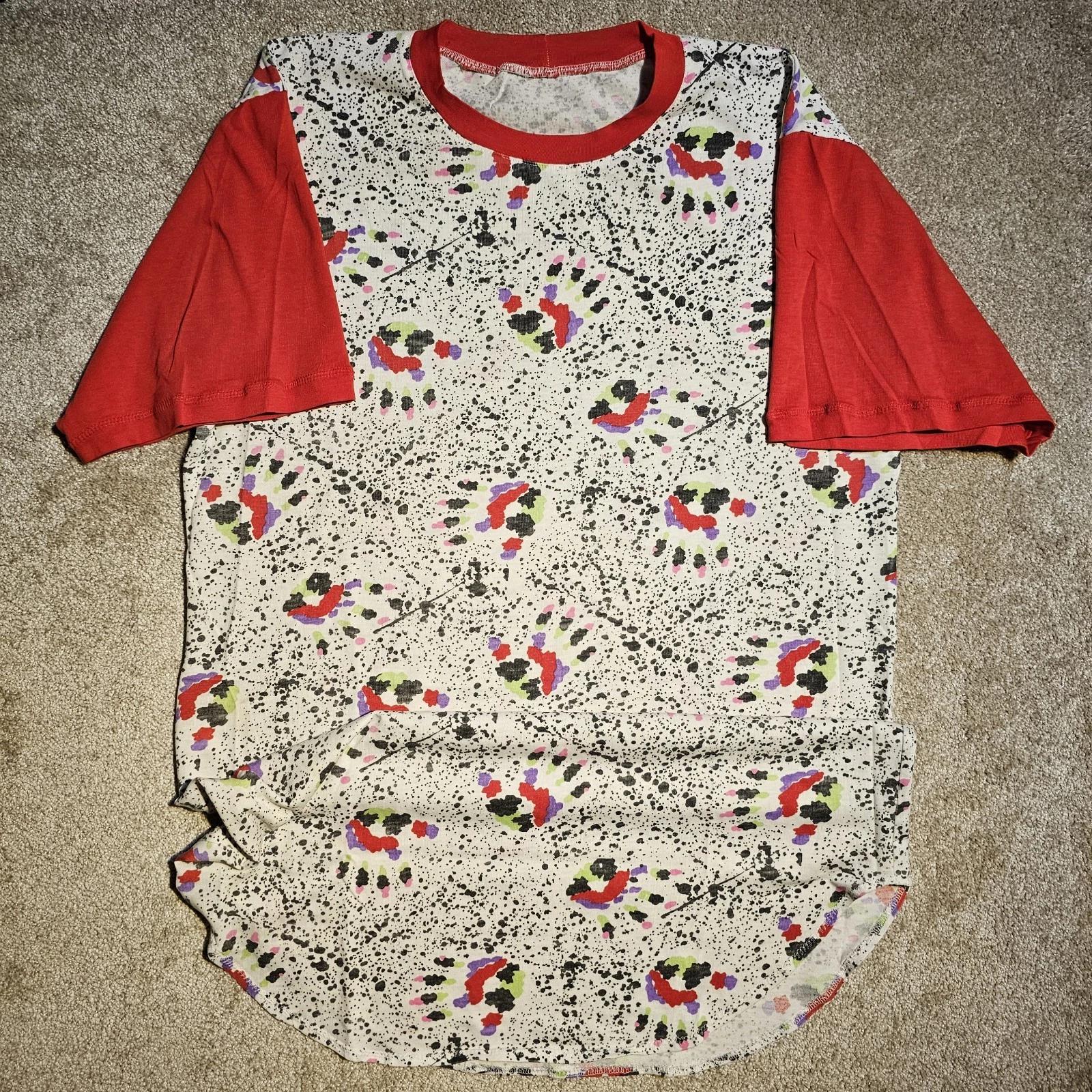 

Vtg 80s Handprint Neon AOP Swim Cover Mens XL T-shirt Dress Rave Scene 90s Skate 3XL