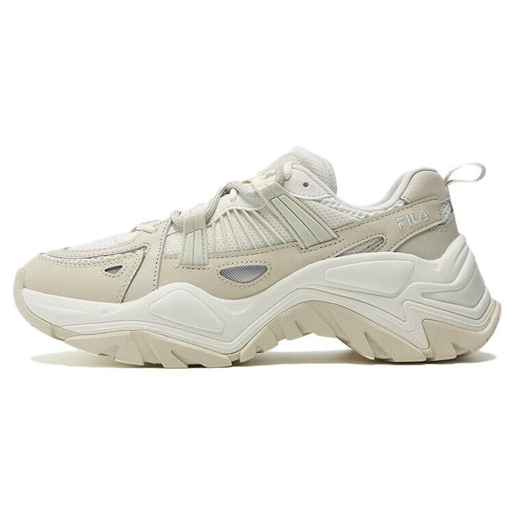 FILA Sofia 1S Fishbone Sneakers Simple Solid Color Durable Wrap Low Top Dad Shoes Women sneakers Milk-White Beige F12W331111FGB