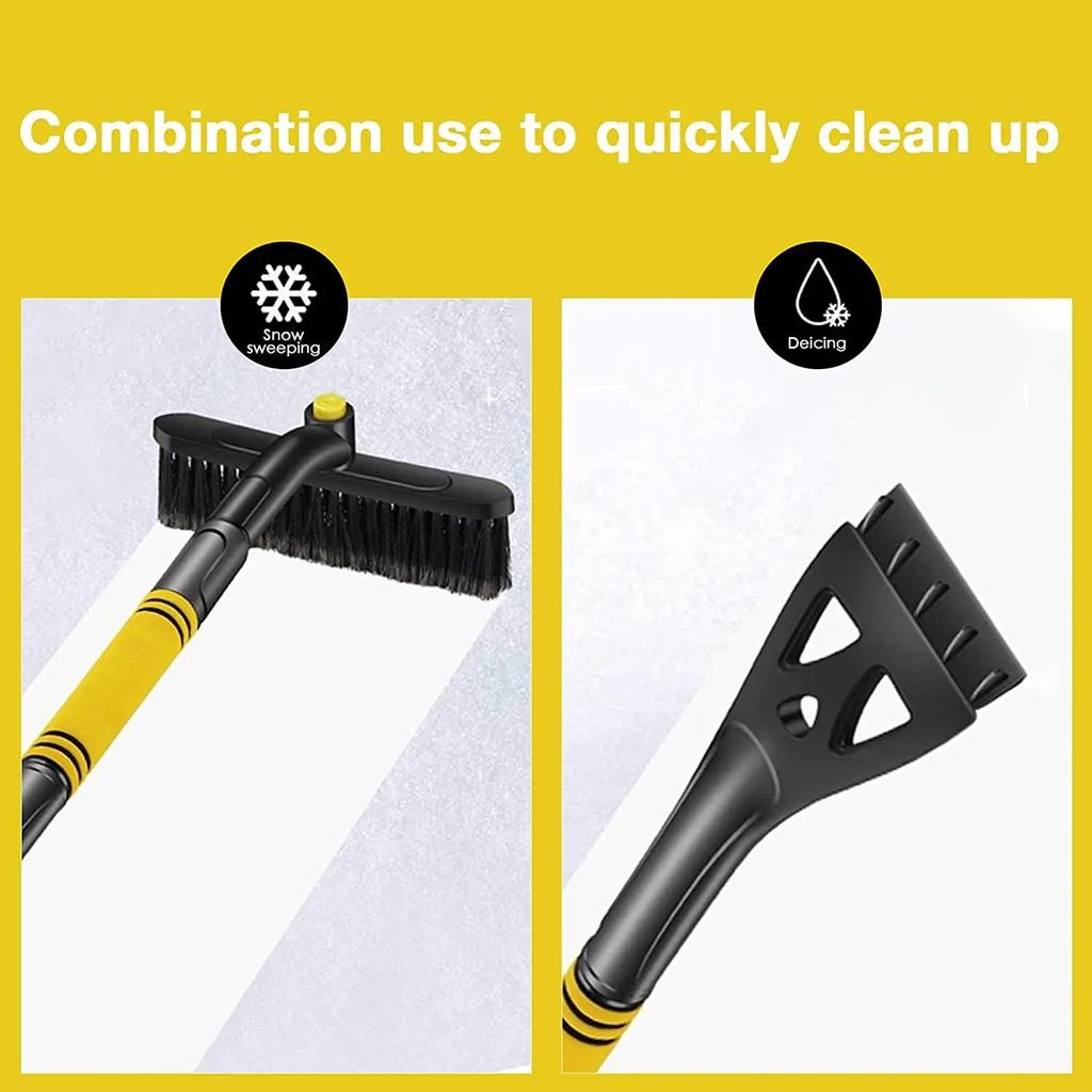 New 3 In 1 Adjustable Ice Scraper Brush Car Windshield Snow Remove Car Snow Removal Brush Car Cleaning Car Interior Wash Tool