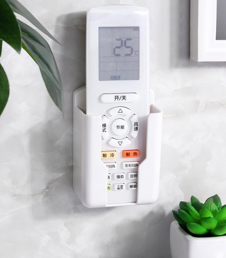 Wall-Mounted Air Conditioner Remote Control Stand Plastic Durable Living Room Storage Box No-Punching Remote Control Storage Box
