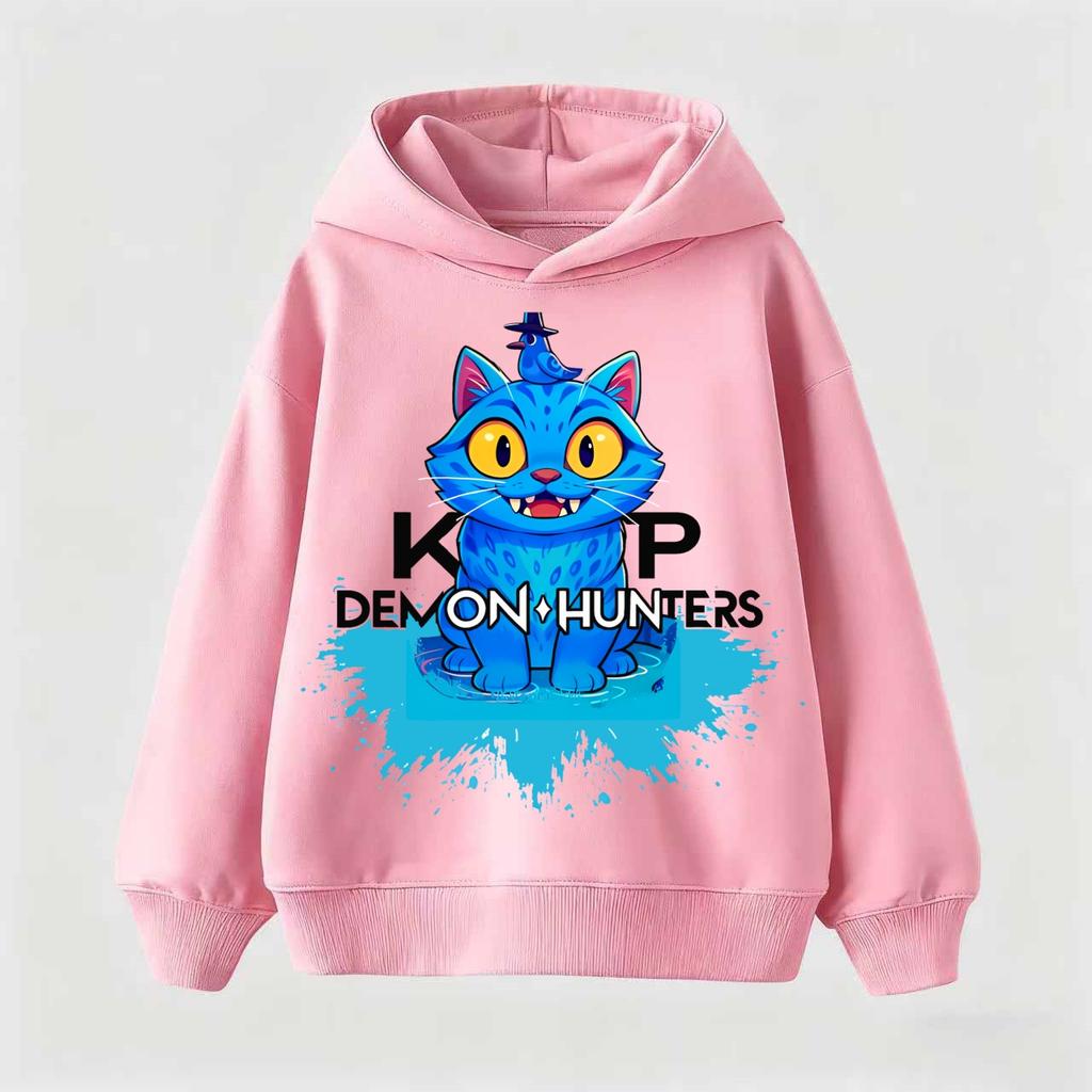 New Children's Hoodie, Korean Trend Demon Slayer Print, Stylish Casual Pullover 2025, Movie-inspired, Girls' Hoodie