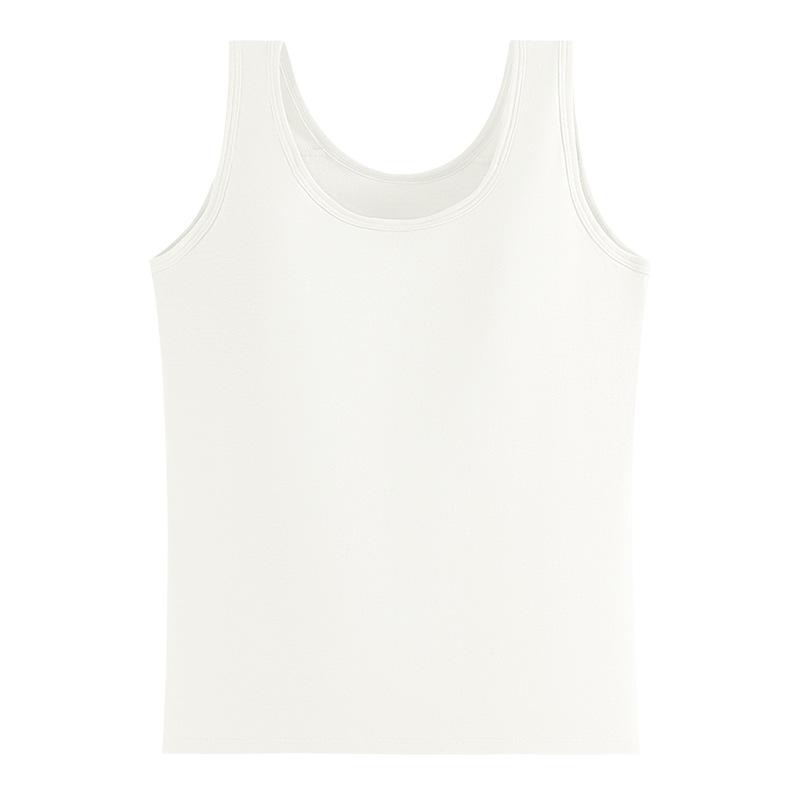 Pure Cotton Sling Vest with Chest Pad, Women's Versatile Inner and Outer Bottoming Top, Solid Color Simple Sleeveless Vest