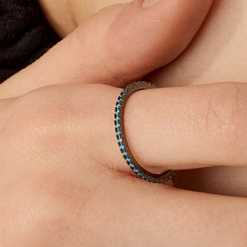 UNI.J [Ir246]Rainbow SleekChicTurquoise Silver Ring
