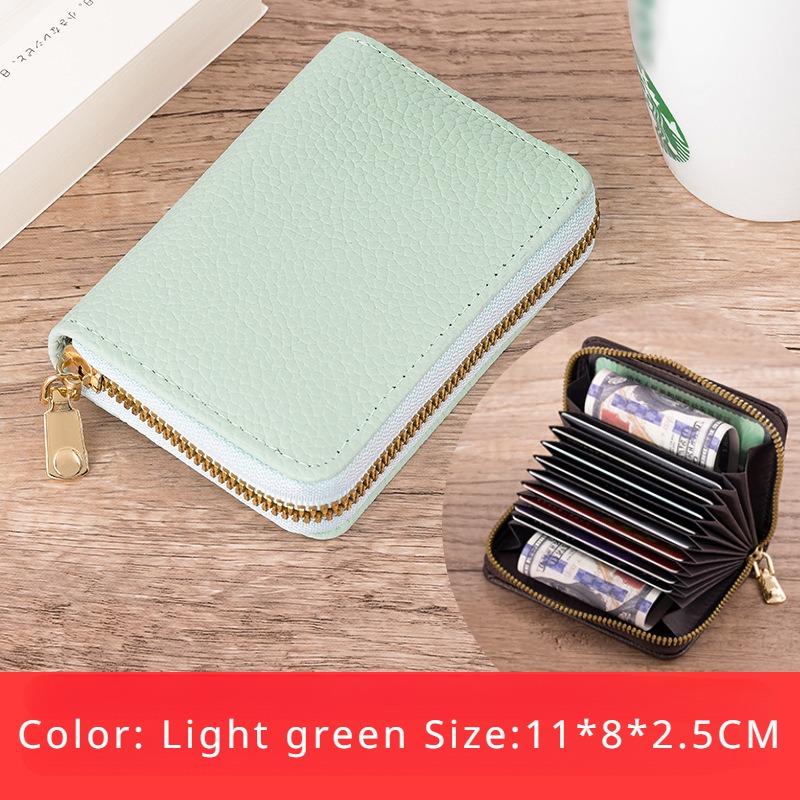Clsso Klaare Litchi Grain Organ Держатель для карт Высокое качество PU Несколько слотов для карт Короткие стильные зажимы для денег Унисекс Портативный чехол для карт Портмоне на молнии светло-зеленый 800₽