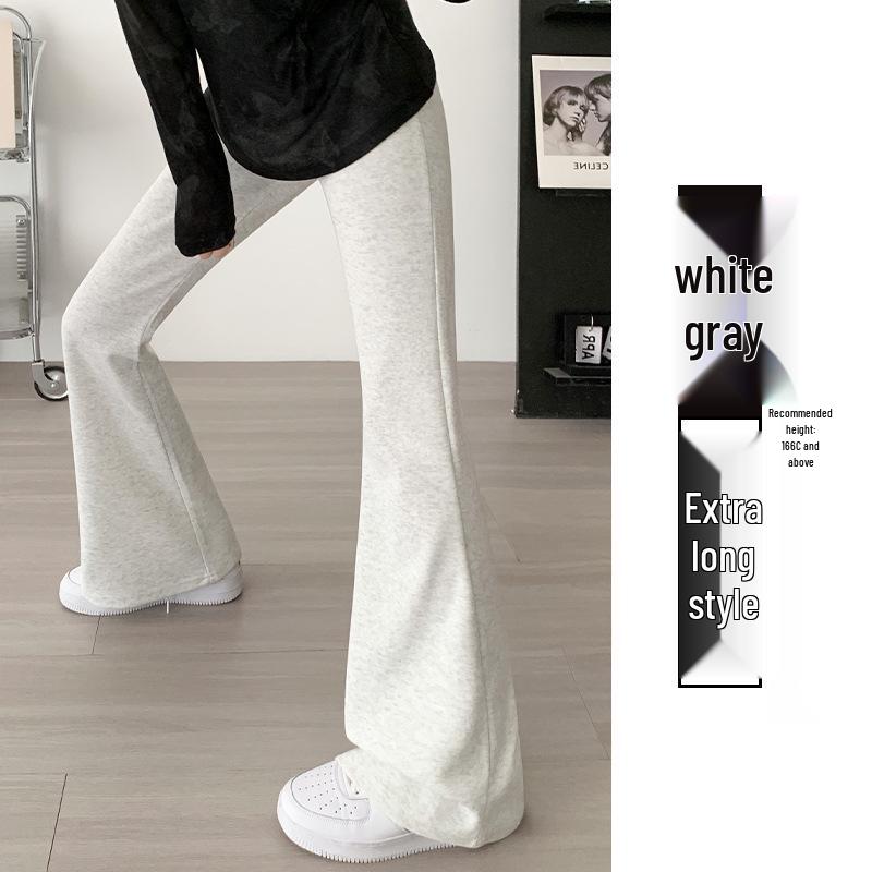 Women's High-Waisted Fleece-Lined Micro-Flare Sweatpants - 2025 Spring/Autumn/Winter Collection: Slimming, Casual, Thickened Flare Pants.