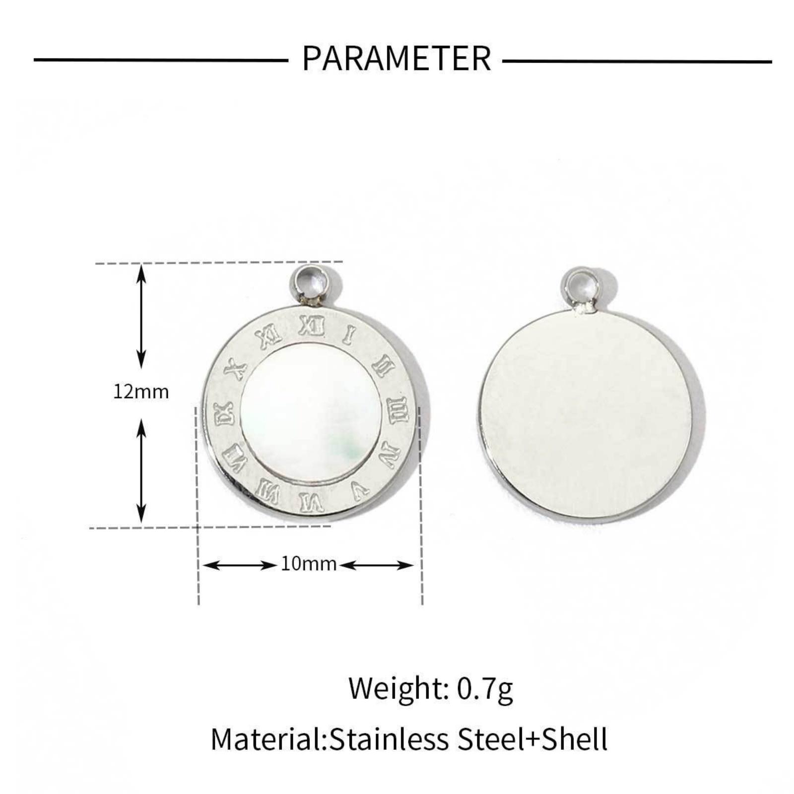 

1 Piece 304 Stainless Steel & Natural Shell Charms 18K Gold Plated Round Heart Mirror Polishing Pendants For DIY Necklace Making