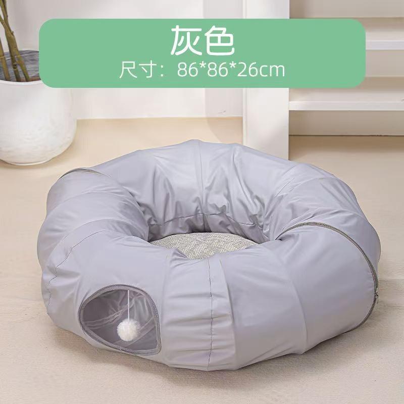 

Cat Donut Tunnel Bed, Breathable Summer Pet Cave, Multi-functional Cat House for All Year, Indoor Cat Play Mat світло-сірого кольору