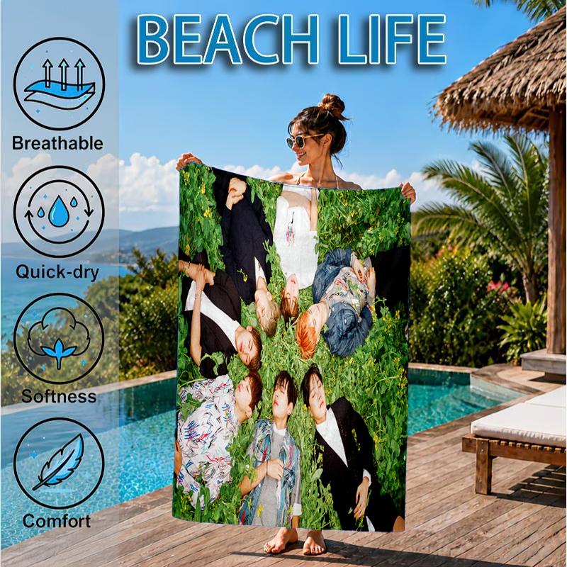 kpop Group Portrait Beach Towel, Microfiber Beach Towel, Perfect For Pool, Beach, Travel, Home Decor Beach Party Fan gifts
